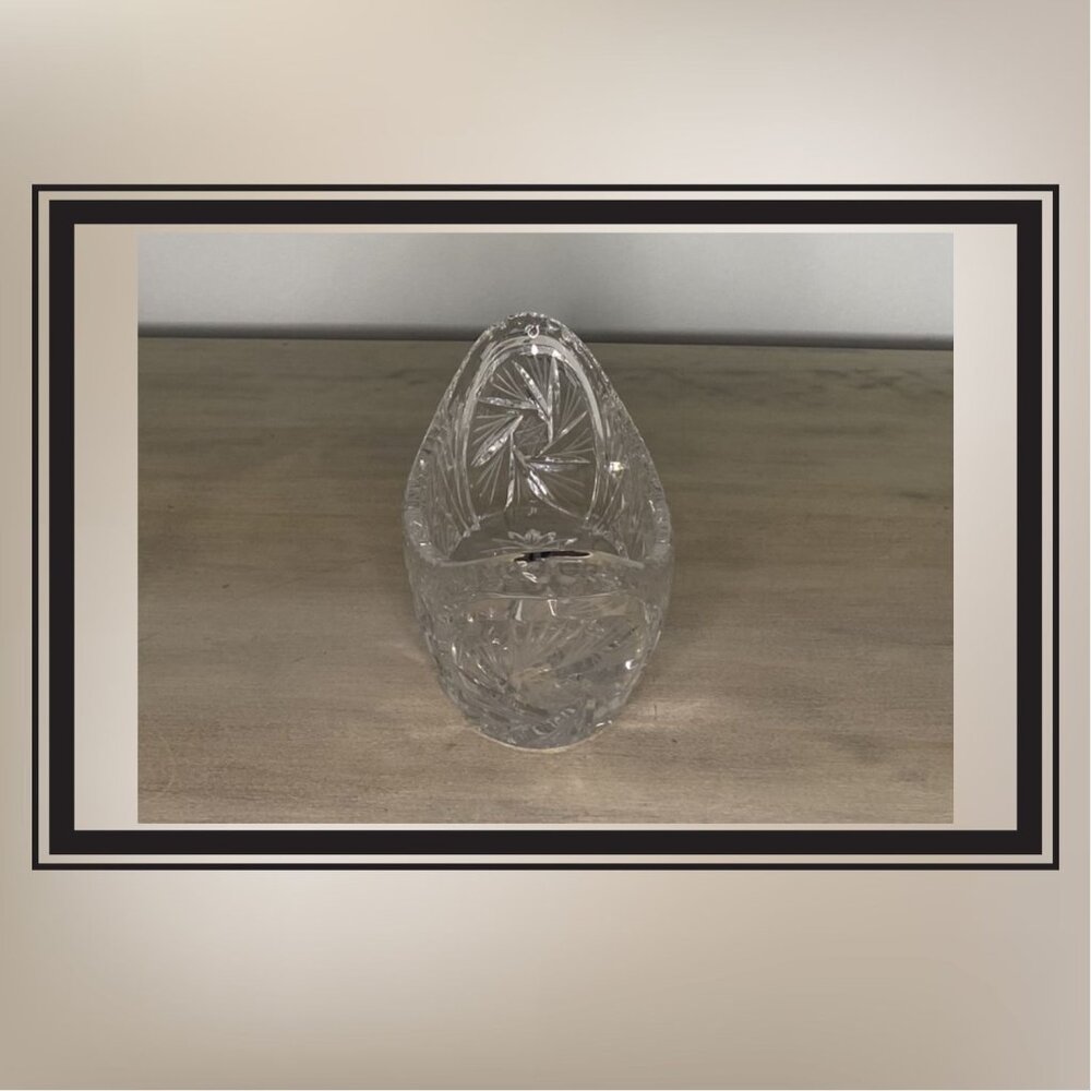 Vintage Pinwheel Crystal Cut Oval Boat Shaped Bowl